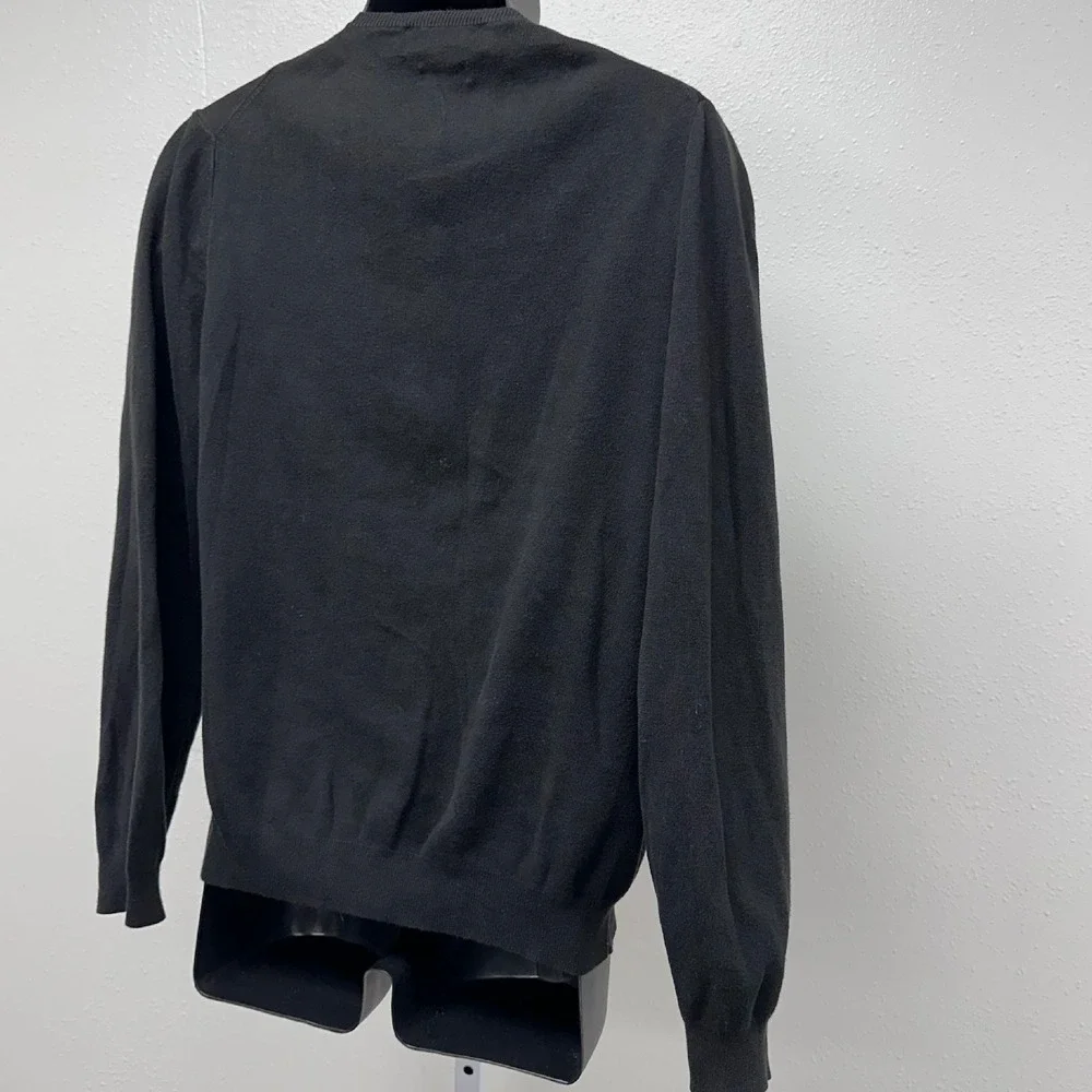 Polo Ralph Lauren Pima Cotton‎ V-Neck Sweater Purple Logo Black L